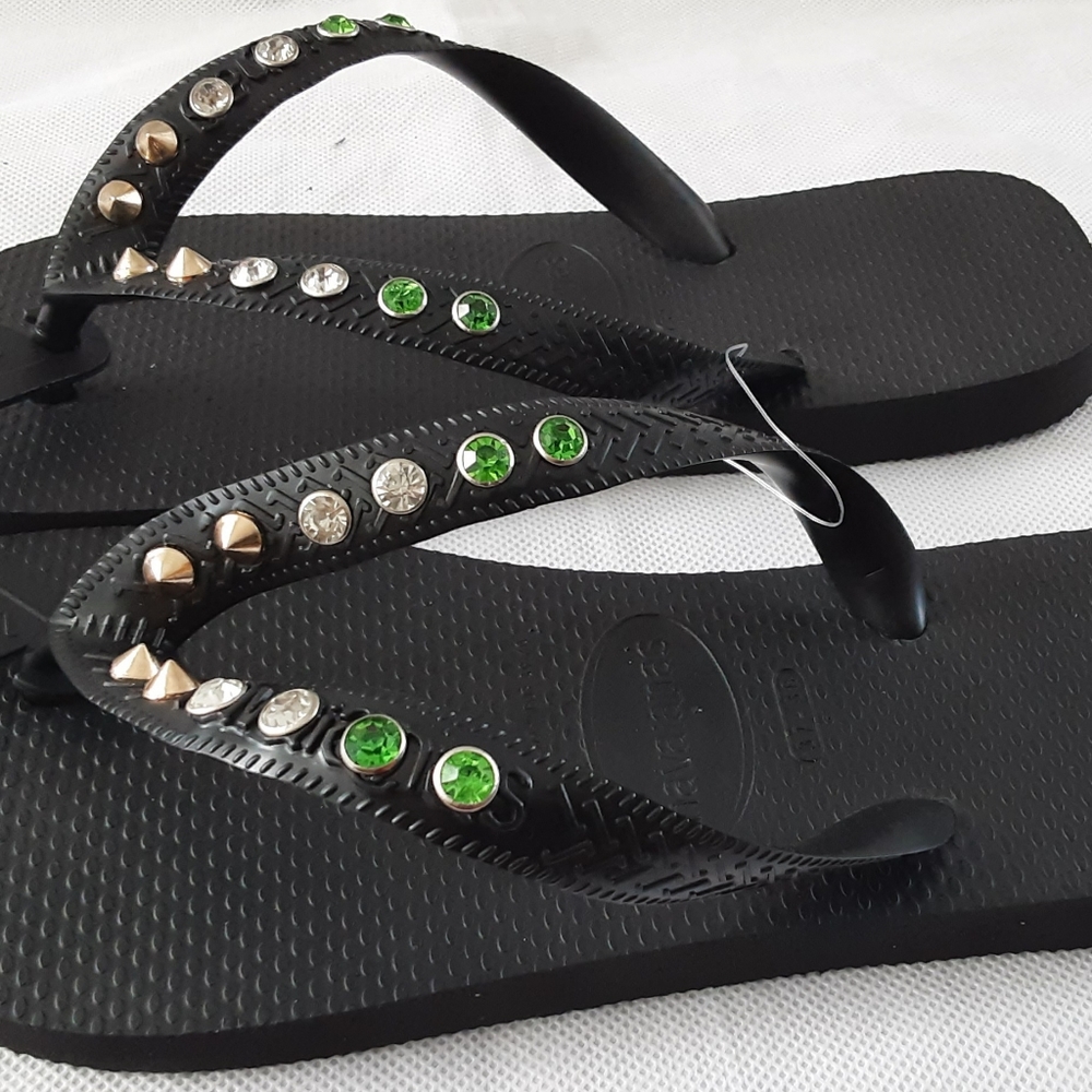 Havaianas Top Black Studded "Irish Flag" - 2 Sizes - Picture 4 of 6